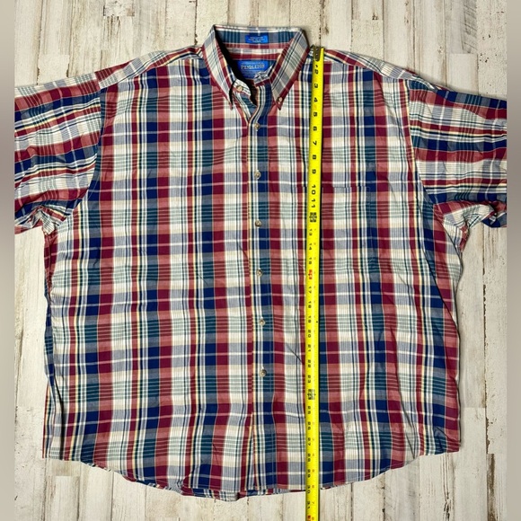 Pendleton Woolen Mills Shirt Mens XL Short Sleeve Plaid Red/Blue USA - Picture 6 of 9